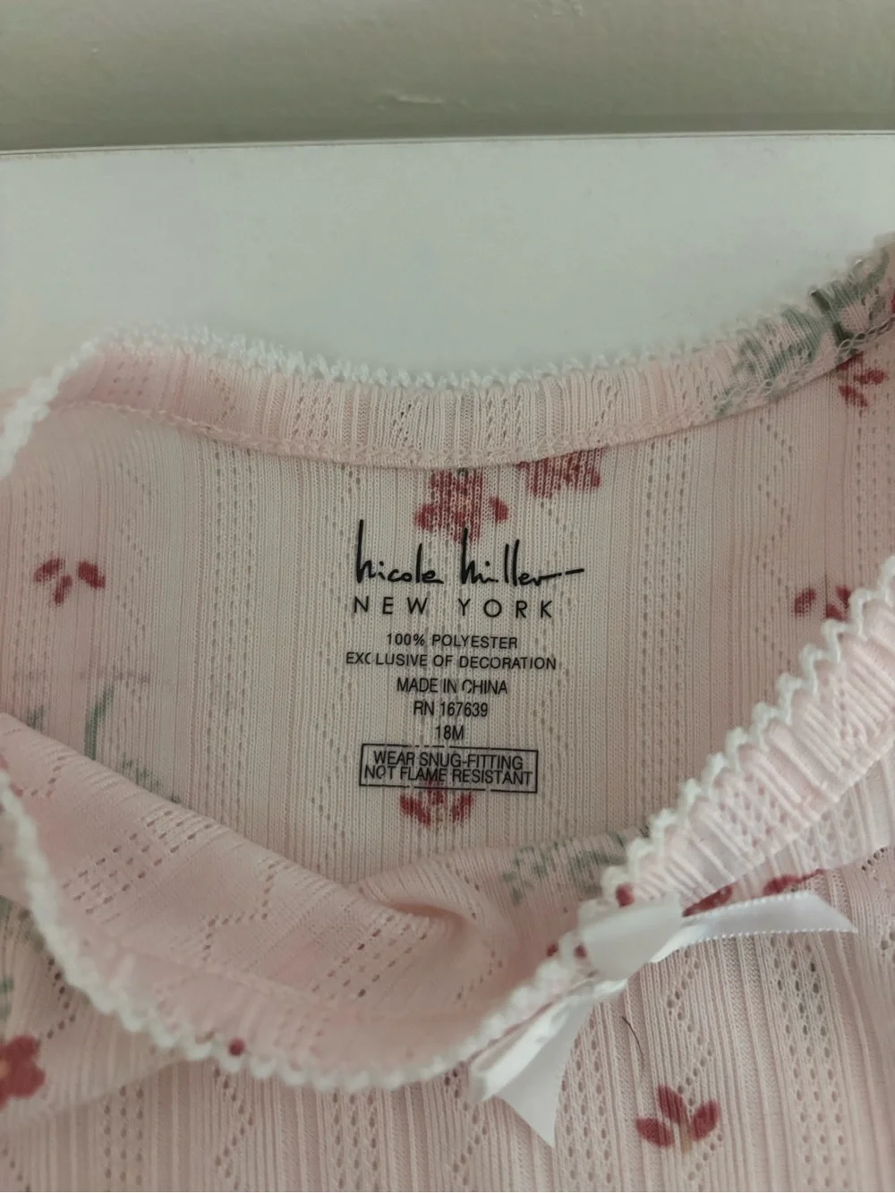 Nicole Miller New York Girls 2-Piece Pink Floral Pajama Set 18M